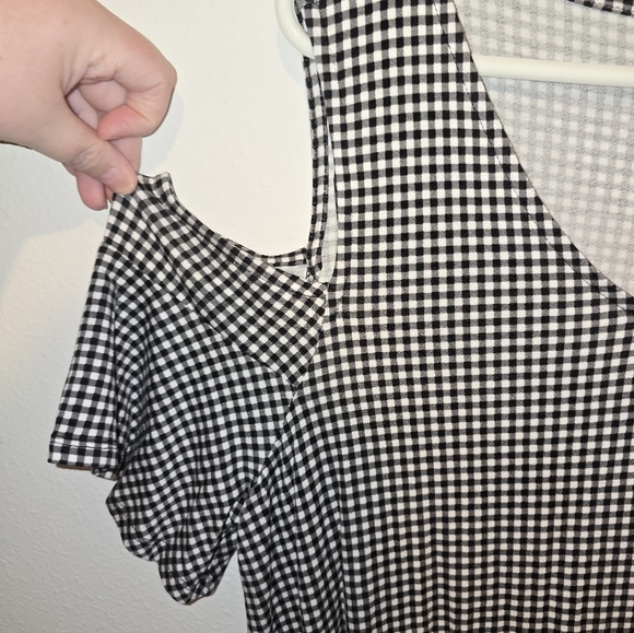 ELLE Black & White Checker Blouse Size XL - Picture 7 of 8